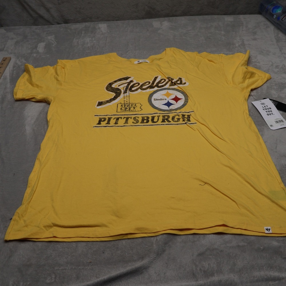 Pittsburgh Steelers Shirt Mens XL '47 Yellow NFL Football Graphic Tee $40 NEW